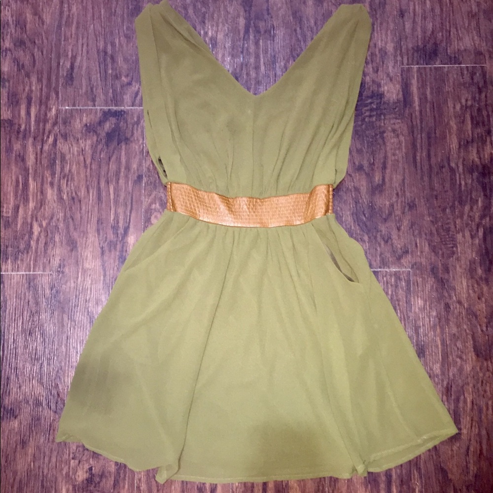 Olive Greek Dress with Pockets
